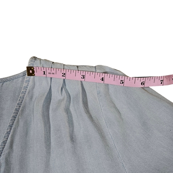 Vince Camuto Lighweight Denim, Wrap Front Blouse, Light Blue, Size Small - Picture 14 of 14